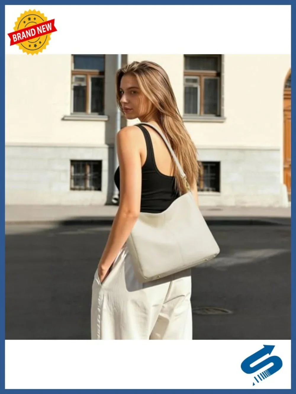 Genuine Leather Hobo Crossbody Bag with 2 Straps Slouchy Shoulder Handbag